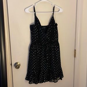 Romper, black with silver polka dots